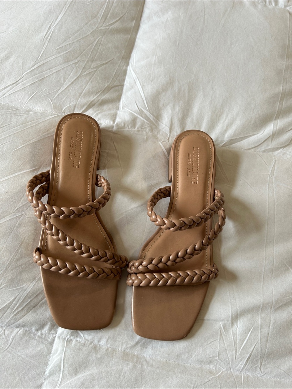 Braided Strap Slide Sandals in Tan for Women